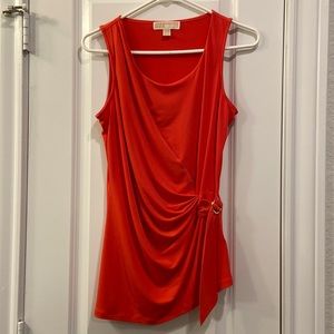 Michael Michael Kors Asymmetrical Sleeveless Blouse with Gold Buckle